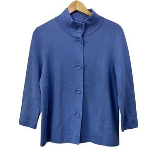 Talbots Periwinkle Knit Button Front Jacket Sweater, Small